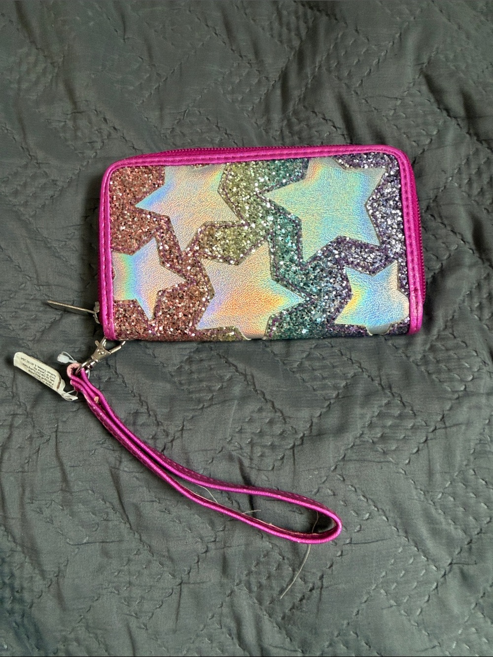 XOXO Pink Glitter Star Wristlet Phone Case